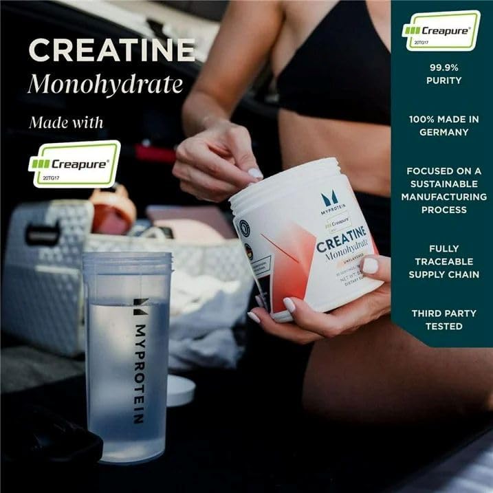 Myprotein Creapure® Creatine Monohydrate Powder 0.55 lbs (50 Servings) Pure Unflavored Creatine Powder, Post/Pre Workout Supplement for All Sports & Exercises