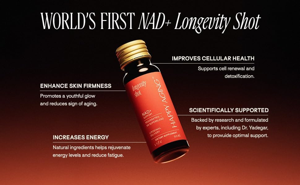 Liquid NAD+ | NMN Alternative | 10x More Absorption | Liposomal Nicotinamide Riboside and Resveratrol with Antioxidants | Twice-a-Week | Firm Skin & Brain Health| 10 Shots