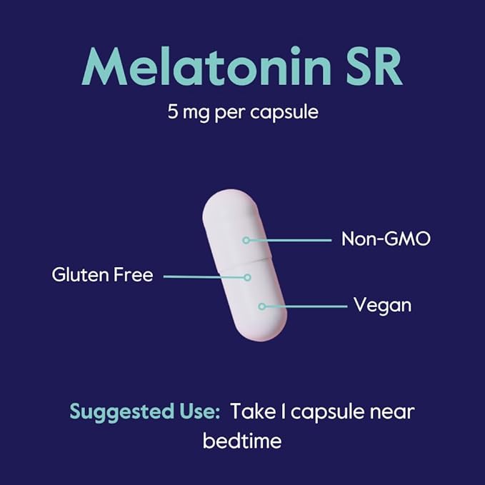 BESTVITE Melatonin SR 5mg (120 Vegetarian Capsules) - Extended Release Melatonin - Vegan - Non GMO - Gluten Free