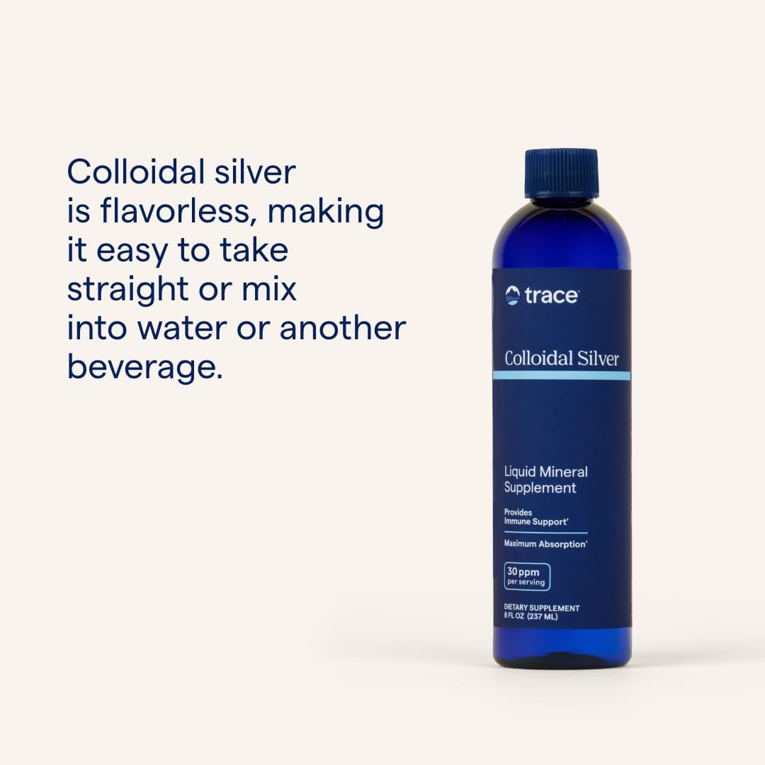 Trace Minerals Colloidal Silver - Liquid Mineral Supplement with Super-Oxygenated Colloidal Silver - Immunity & Overall Health Support - Highly Absorbable Supplement - 8 fl oz (About 24 Servings)