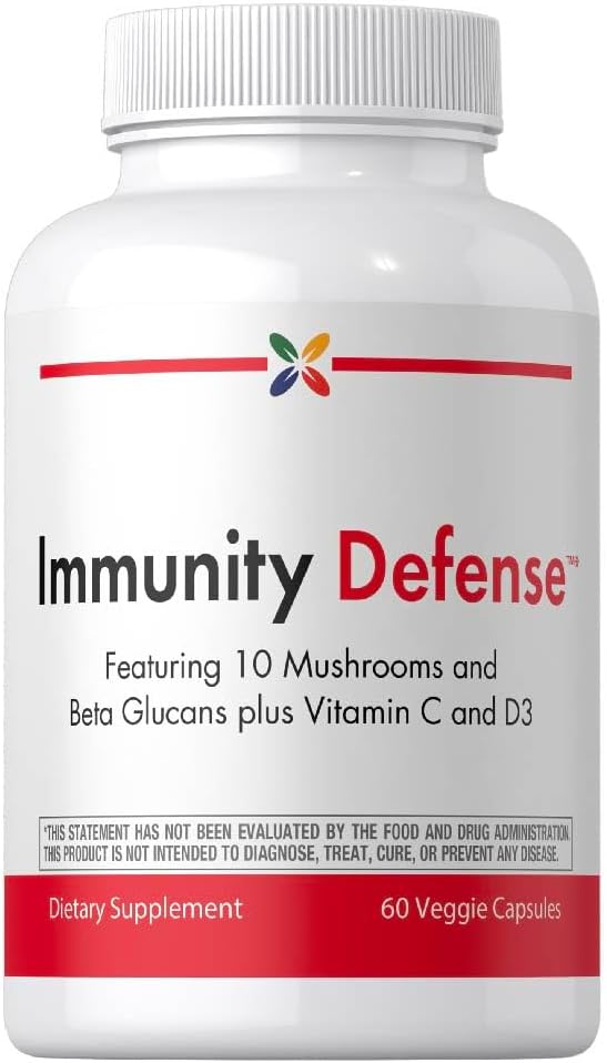 Stop Aging Now - Immune Support - with Vitamin C, Vitamin D3 and Mushroom Complex - 60 Vegetarian Capsules