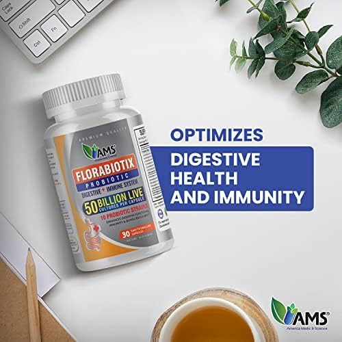 America Medic & Science Florabiotix Probiotic (90 Capsules) | Dietary Supplement for Men and Women| 50 Billion Live Cultures | 10 Probiotic Strains | Supports Digestive and Immune Health (Pack of 3)