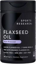 Sports Research Flaxseed Oil Softgels 1242mg - Plant Based Omega 3 Supplement for Women & Men - Non-GMO Verified, Soy & Gluten Free (200 Count)