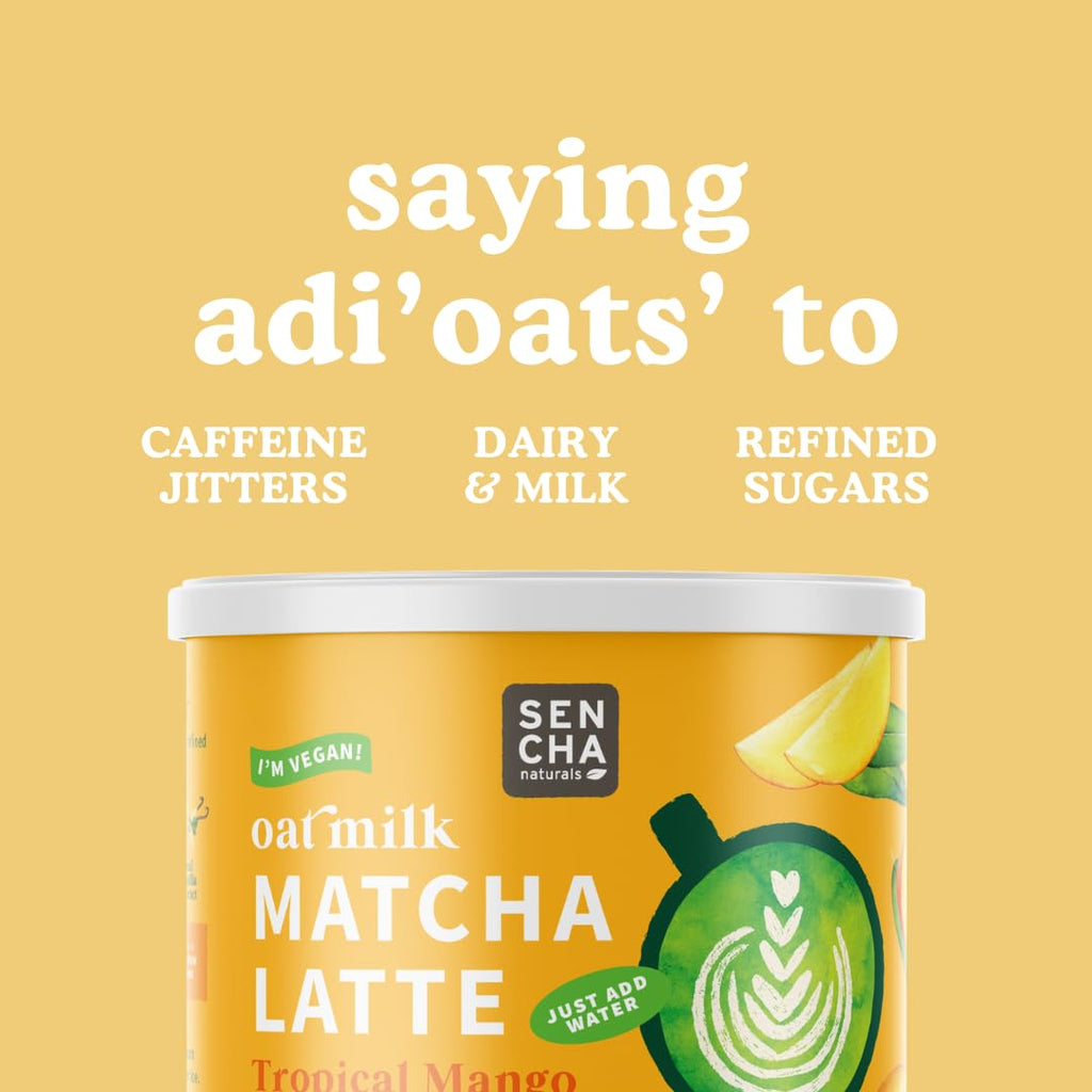 SENCHA NATURALS Oat Milk Vegan Matcha Latte Tropical Mango 8.5 oz