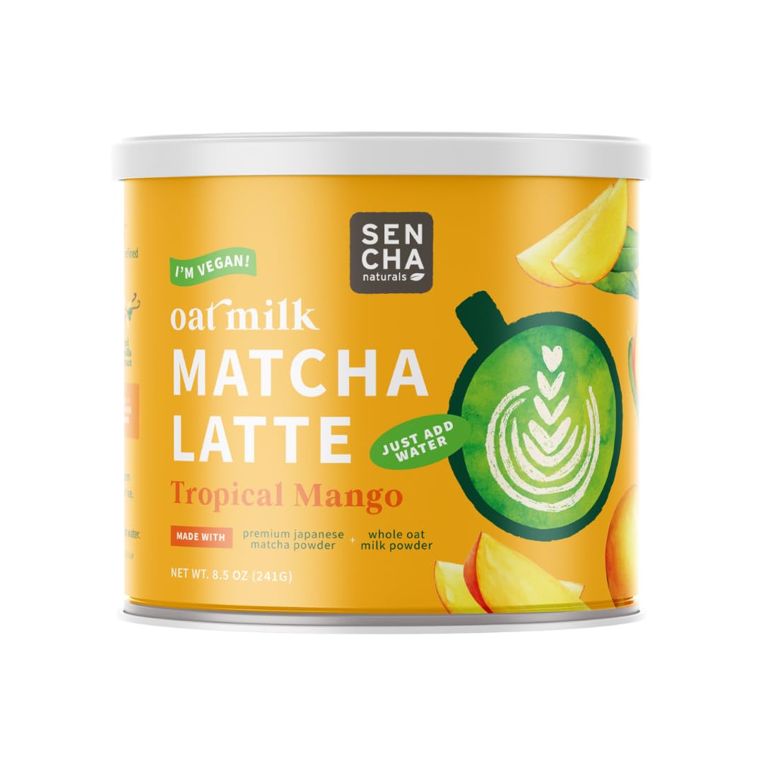 SENCHA NATURALS Oat Milk Vegan Matcha Latte Tropical Mango 8.5 oz