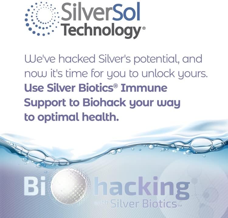 Silver Biotics Advanced Silver Technology, SilverSol Ag₄O₄ 10 PPM Immune Support | Bio-Hacking Immune Building Natural Support | 32 Fl Oz