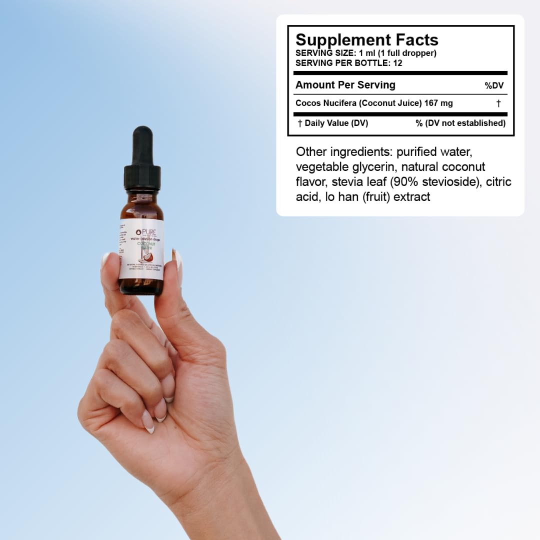 Pure Inventions - Coconut Water, Lemon Lime & Watermelon Water Infusion Drops - Antioxidants, Vitamin C & Electrolytes - Health & Wellness - Immunity Support -Sugar Free, Zero Calorie -12 Servings ea.