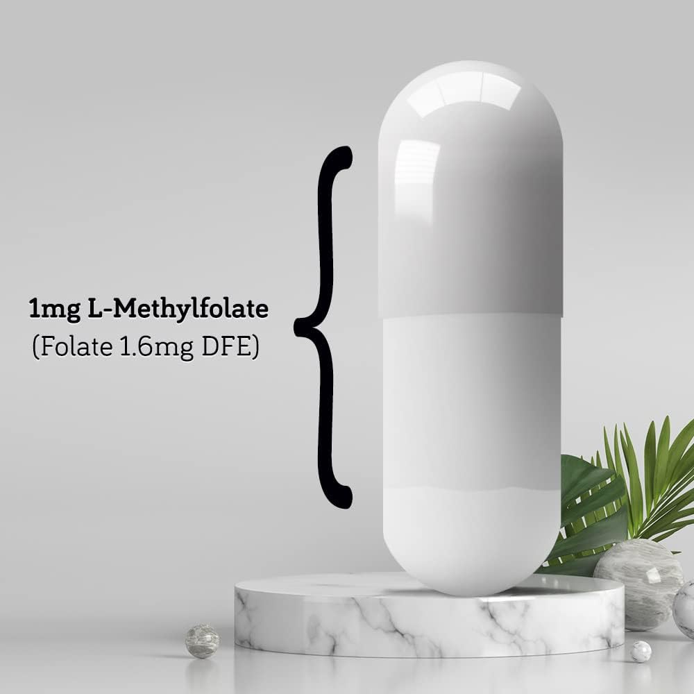 DSO L Methylfolate 1mg (5 MTHF Supplement) - 90 Vegan Capsules (1 mg) - Active L Methyl Folate Supplement for Homocysteine Control - Folic Acid Vitamin - Eco-Friendly Packaging