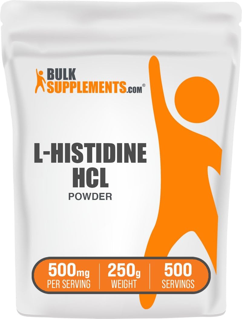 BulkSupplements.com L-Histidine HCl Powder - L-Histidine Supplement - Essential Amino Acid, Gluten Free, 500mg per Serving, 250g (8.8 oz) (Pack of 1)