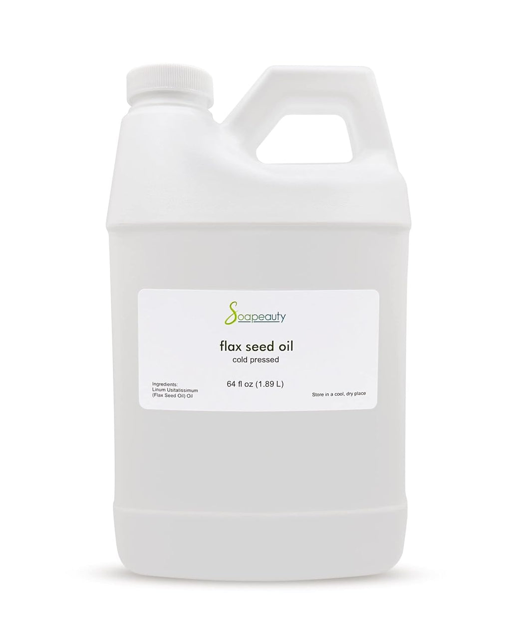 Soapeauty Flax Seed Oil Unrefined Cold Pressed 100% Pure and Natural | for Skin, Hair and DIY Recipes | Source of Omega-3 & ALA | 64 fl oz