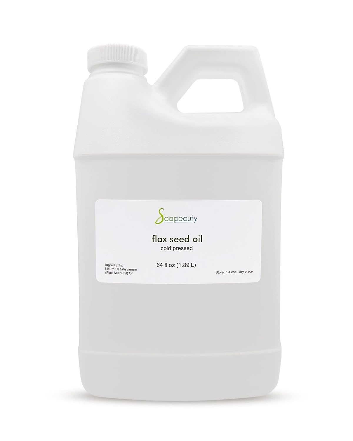 Soapeauty Flax Seed Oil Unrefined Cold Pressed 100% Pure and Natural | for Skin, Hair and DIY Recipes | Source of Omega-3 & ALA | 64 fl oz
