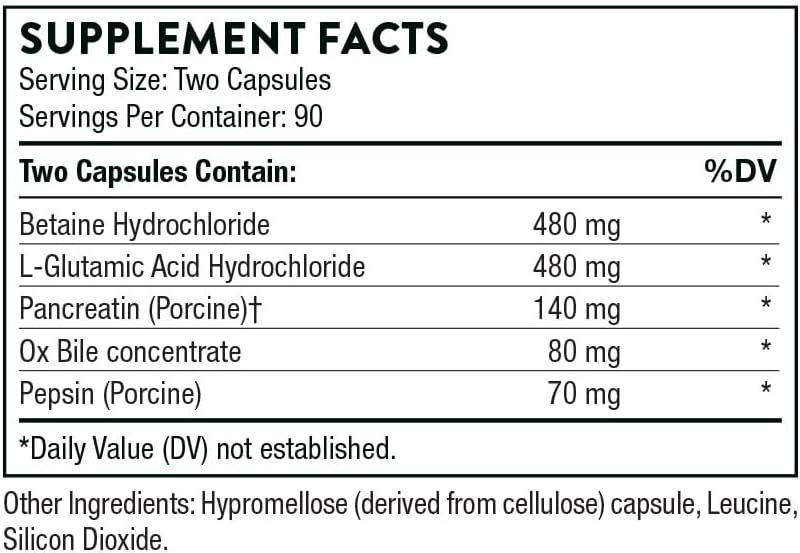 THORNE - Advanced Digestive Enzymes (Formerly Bio-Gest) - Blend of Digestive Enzymes to Aid Digestion* - Gut Health Support with Pepsin, Ox Bile, Pancreatin - 180 Capsules - 90 Servings