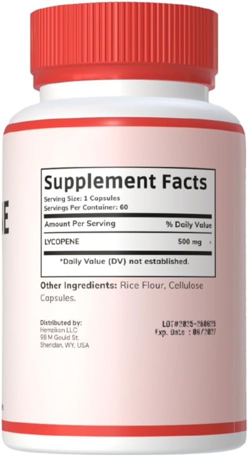 Lycopene | Lycopene Supplements for Men - Lycopene 500mg, 180 Capsules (Pack 3)