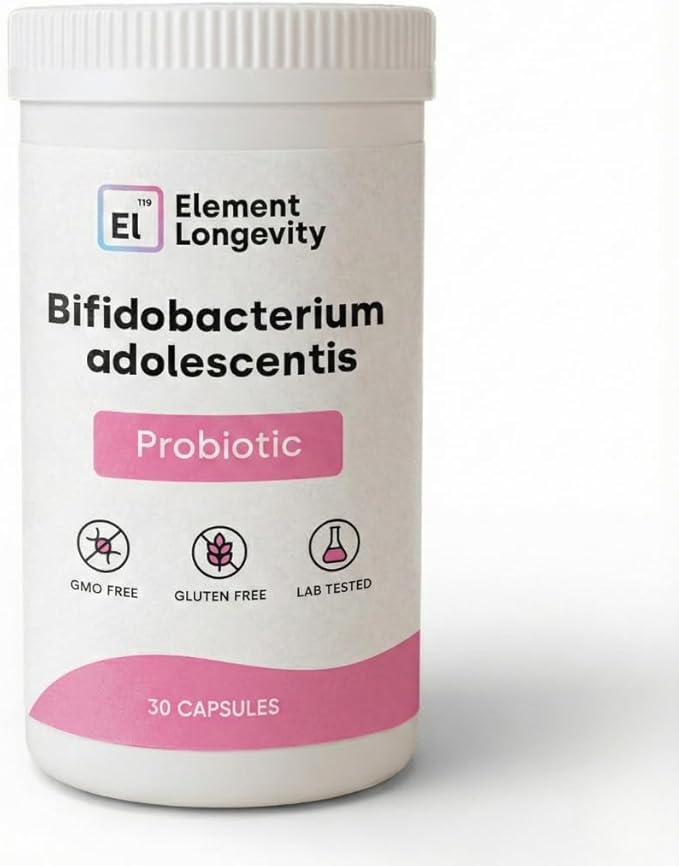 Human Strain Bifidobacterium Adolescentis Probiotic | Fewer Urgent Bowel Movements, Reduced Bloating/Gas, & Digestion Support | Clinically Studied Synbiotic | 30ct (30 Day Supply)