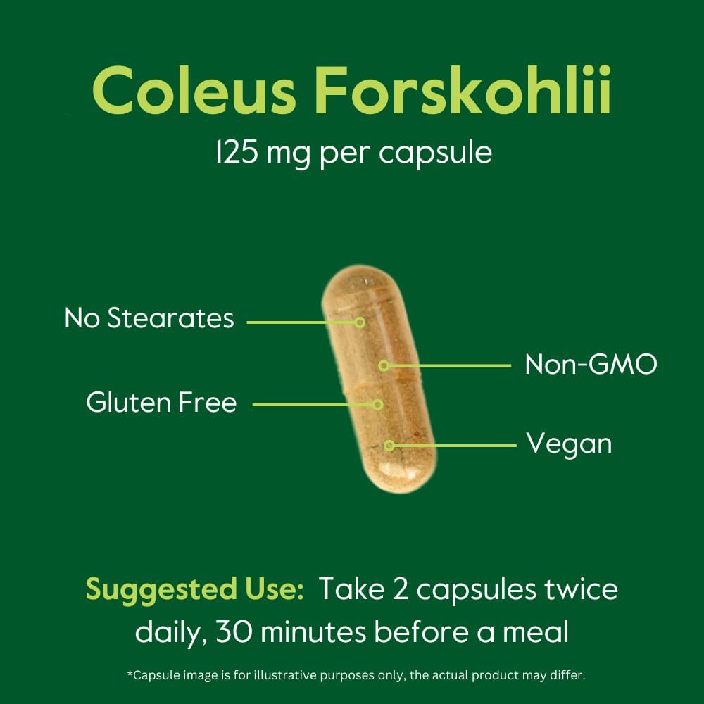 BESTVITE Coleus Forskohlii 125 mg - 20% Forskolin (120 Vegetarian Capsules) - Made with Forslean The only Forskolin Ingredient Backed by Clinical Studies.