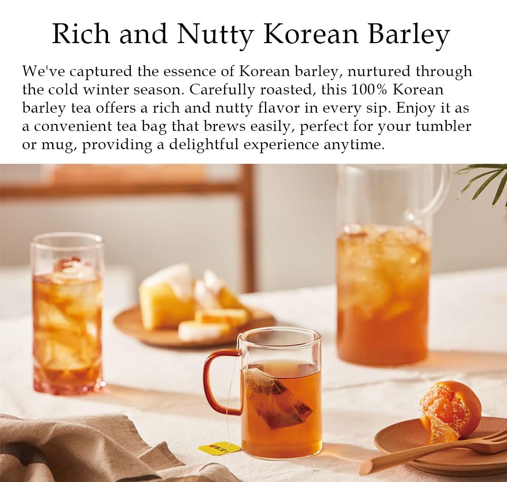 Damtuh Korean Barley Tea – Roasted Boricha Mugicha, Nutty Herbal Tea, Caffeine-Free, 100 Tea Bags (1.5g each)