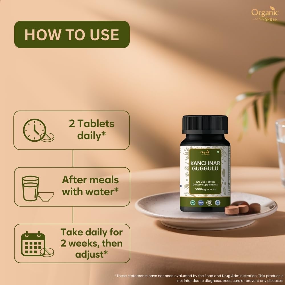 Kanchnar Guggulu 120 Tablets - Supports Detox and Lymphatic Health* - Ayurvedic Formulation - Certified and Vegetarian (1)