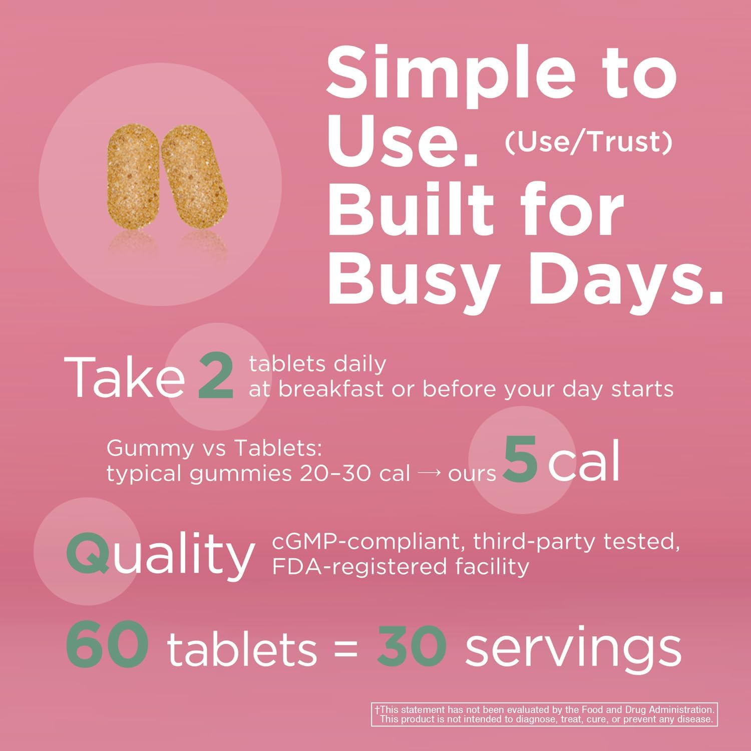 Apple Cider Vinegar 1000mg – Signature Blend with B Vitamins (B1, B2, B6, Niacin & Folate) + Vitamin C – Appetite & Metabolism Support – Green Apple Flavor–Only 5 Calories–60 Tablets
