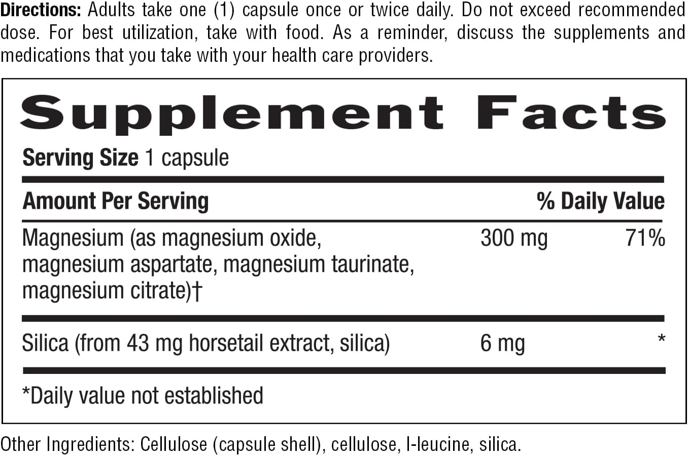 Target-Mins Magnesium with Silica 300mg, 60 Vegan Capsules, Certified Gluten Free, Certified Vegan