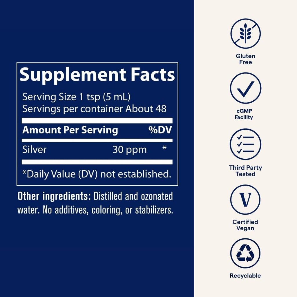 Trace Minerals Colloidal Silver - Liquid Mineral Supplement with Super-Oxygenated Colloidal Silver - Immunity & Overall Health Support - Highly Absorbable Supplement - 8 fl oz (About 24 Servings)