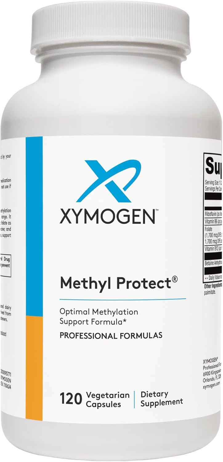 XYMOGEN Methyl Protect - Optimal Methylation Formula with Methyl Folate, Vitamin B12 (Methylcobalamin b12), Riboflavin + B6 Vitamins - Cognitive, Homocysteine + Heart Health Supplements (120 Capsules)