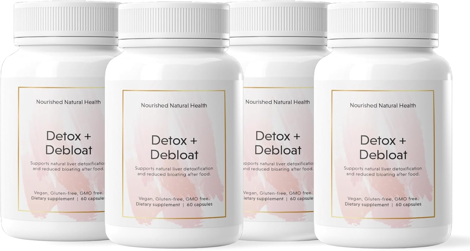 Nourished Natural Detox + Debloat - Milk Thistle & Dandelion Root Vegan Supplement for Women - Bloating Relief & Digestion Support - 240 Capsules