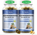 (2 Packs) Sugar Free Ashwagandha Filled Gummies w/Vitamin D3, Magnesium Glycinate, Rhodiola, Ultra Strength Ashwa Root Supplements for Women & Wen, for Relaxation, Energy, Cortisol Gummies