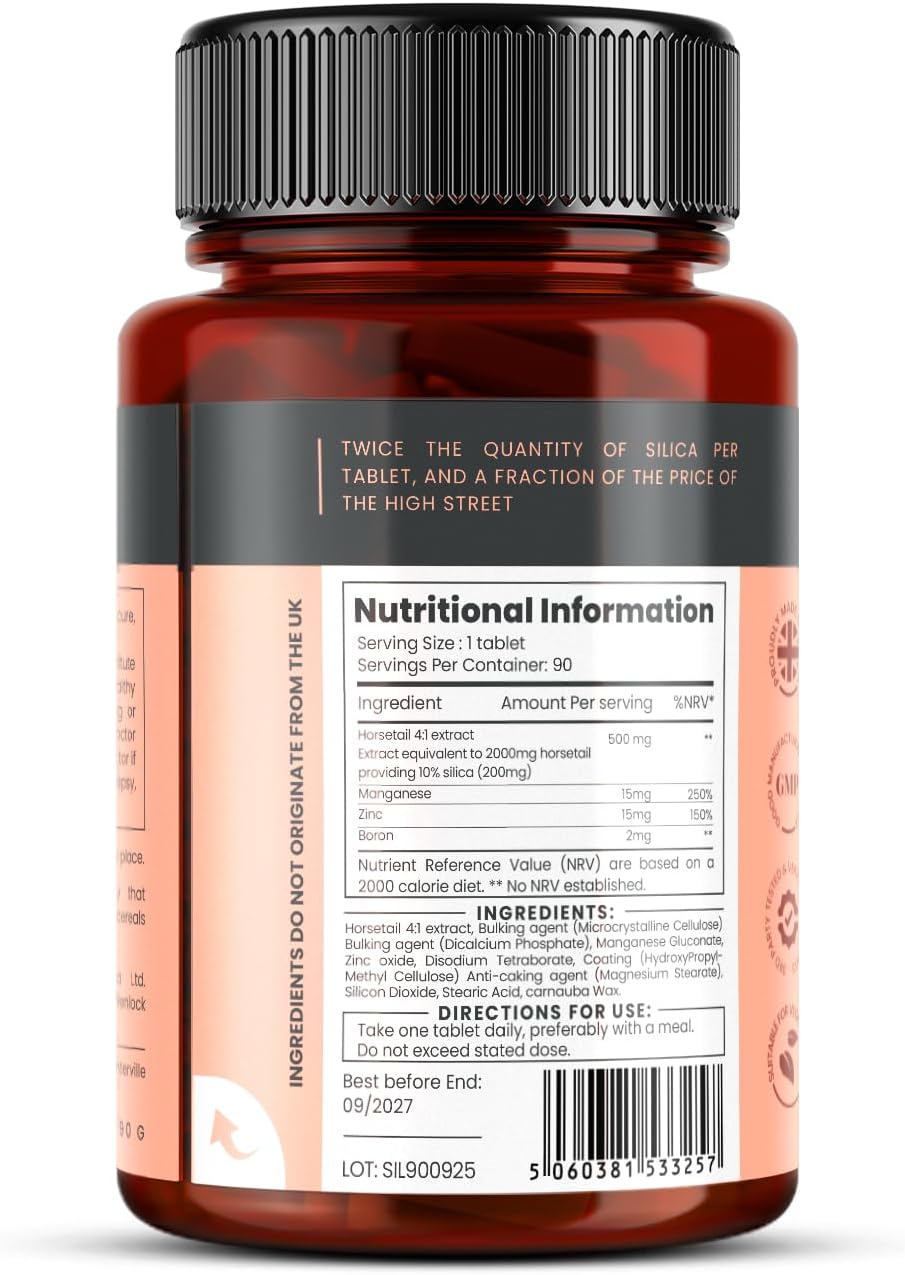 Double Strength Silica Complex – 3 Month Supply! (2000mg Horsetail Extract x 90 Tablets)