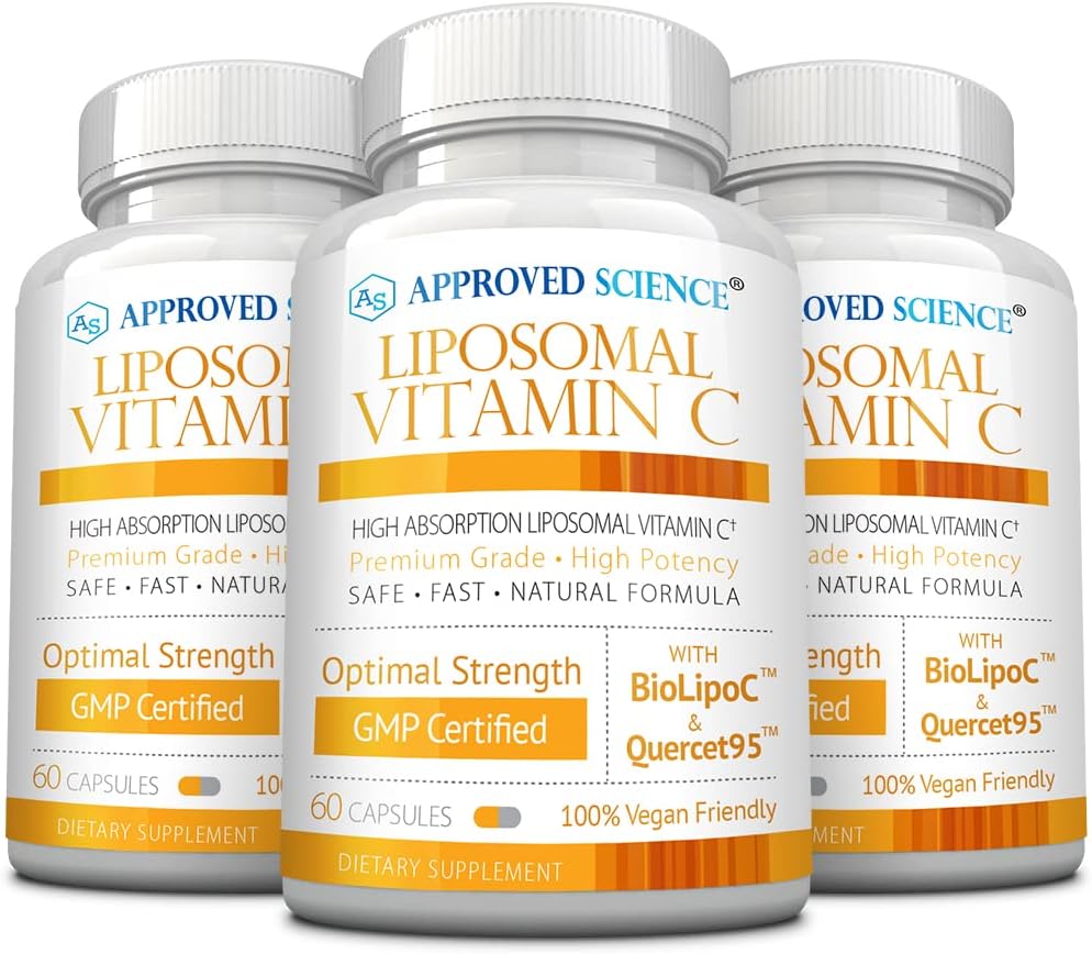 Approved Science Liposomal Vitamin C - 1100 mg - 180 Capsules - Immune Support, Boost Collagen, Antioxidant - High Absorption - Fat Soluble - Non GMO - Vegan - Made in The USA