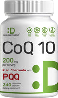 DEAL SUPPLEMENT CoQ10 200mg with PQQ 200mcg, 240 Veggie Capsules | Bioavailable Coenzyme Q10 Complex | Supports Heart, Energy & Brain Health | Antioxidant Support | Non-GMO
