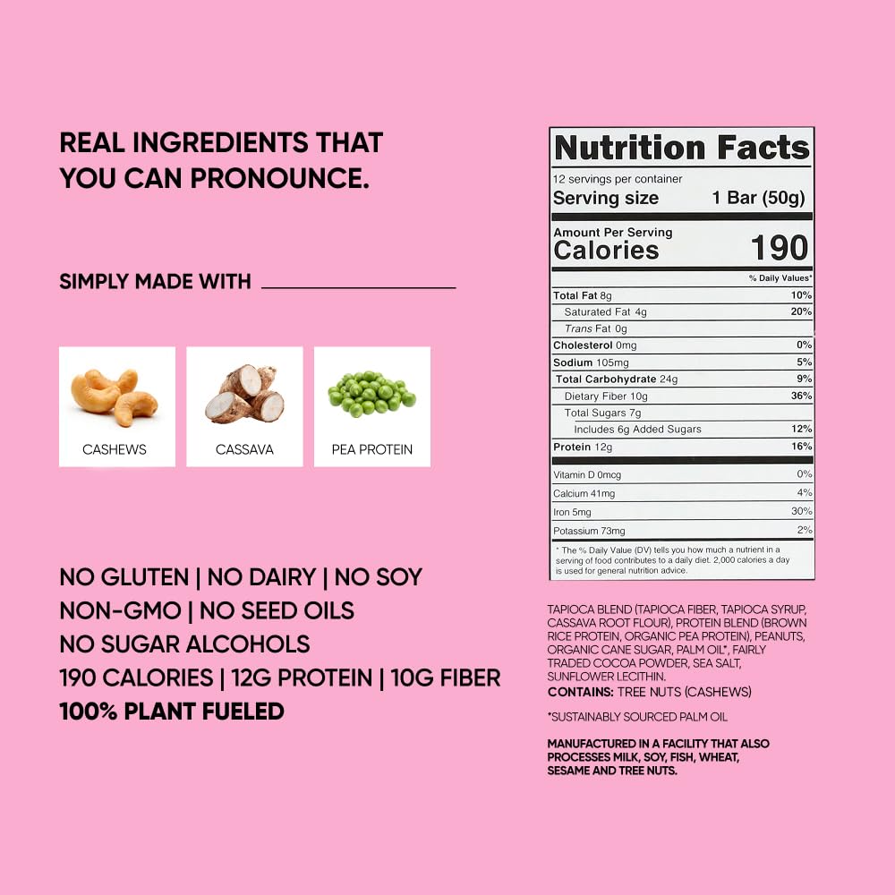 TRUBAR Vegan Protein Bar, Strawberry Shorty Got Cake, Gluten Free, Plant Based Protein, Dairy Free, Non GMO, Soy Free, No Sugar Alcohols, 12G Protein, 12G Fiber, 23G Carb, On the Go Snack Bars, 12 CT