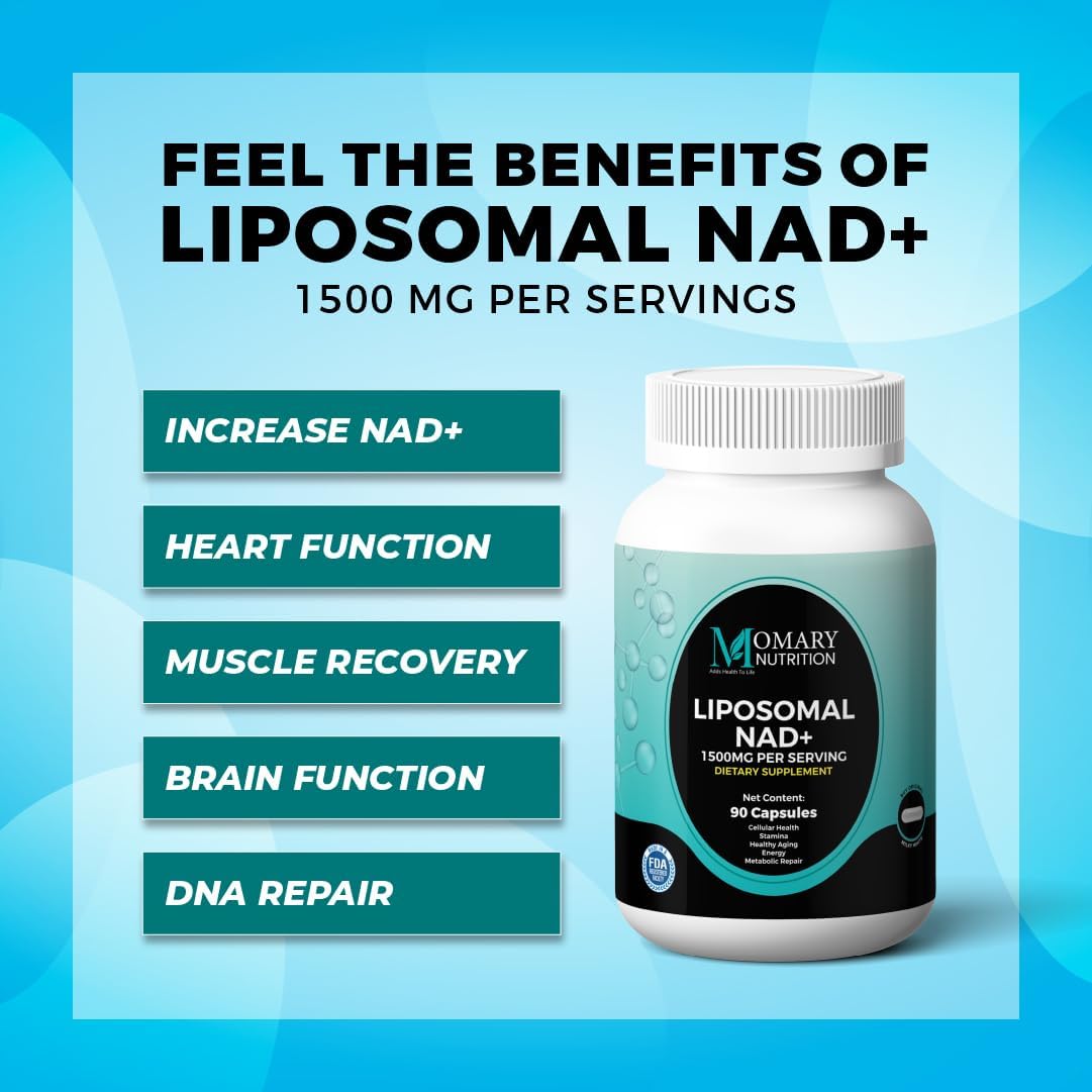 Liposomal NAD+ Supplement | Highest Rated NAD Supplements for Women & Men with Resveratrol and Japanese Knotweed Extract, Support Stamina, Metabolic Repair | Vegan, Gluten Free, Non-GMO, 90 Capsule