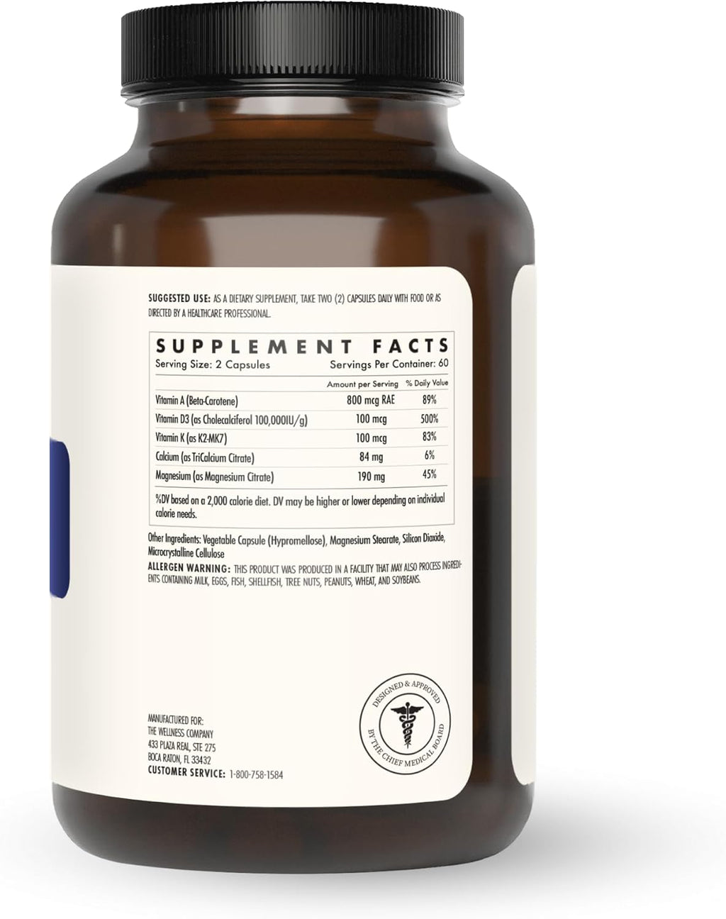The Wellness Company Strong Bones | 120 Capsules (2-Month Supply) | Made with Key Minerals to Help Build Bone Strength | Non-GMO, Vegan, Gluten Free | for Supporting Bone Strength and Health