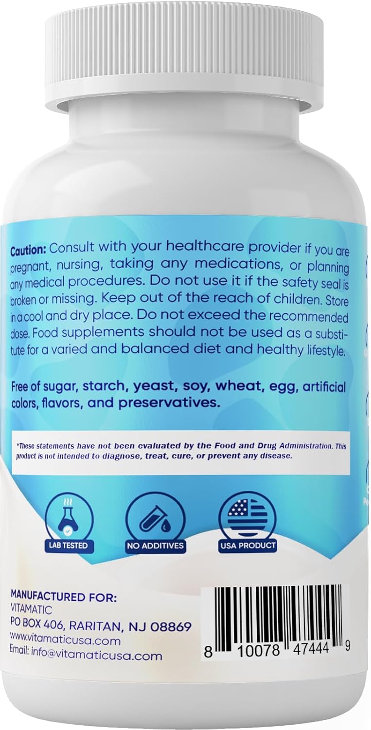 Vitamatic Bovine Colostrum Supplement 1000 mg per Serving - 50% Highest IgG - Supplement for Gut Health, Hair Growth, Beauty, Muscle Recovery, & Immune Support - 120 Capsules