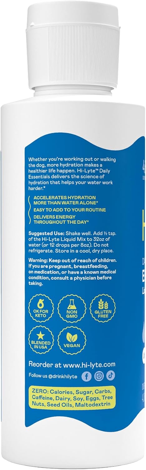 Hi-Lyte Daily Essentials Electrolytes Liquid Mix Unflavored, 144 Servings