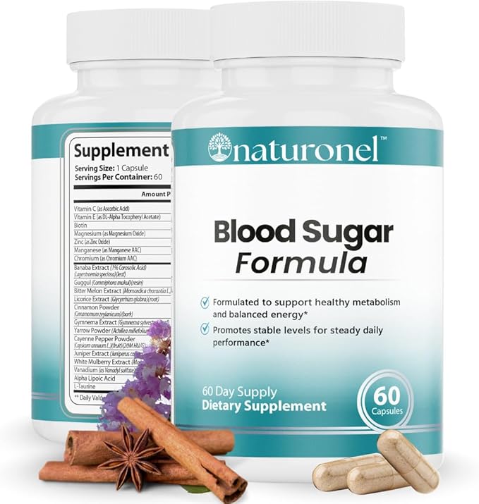 Blood Sugar Formula – Metabolic Support with Cinnamon, Banaba, Bitter Melon, Guggul, Licorice, Gymnema, Juniper, Alpha Lipoic Acid & Chromium | Made in USA, GMP Certified