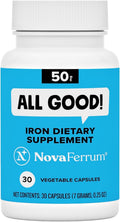 NovaFerrum All Good | Iron Capsule Supplements for Adults | Anemia | 50mg of Iron | 30 Servings | Sugar Free | Vegan | Gluten Free