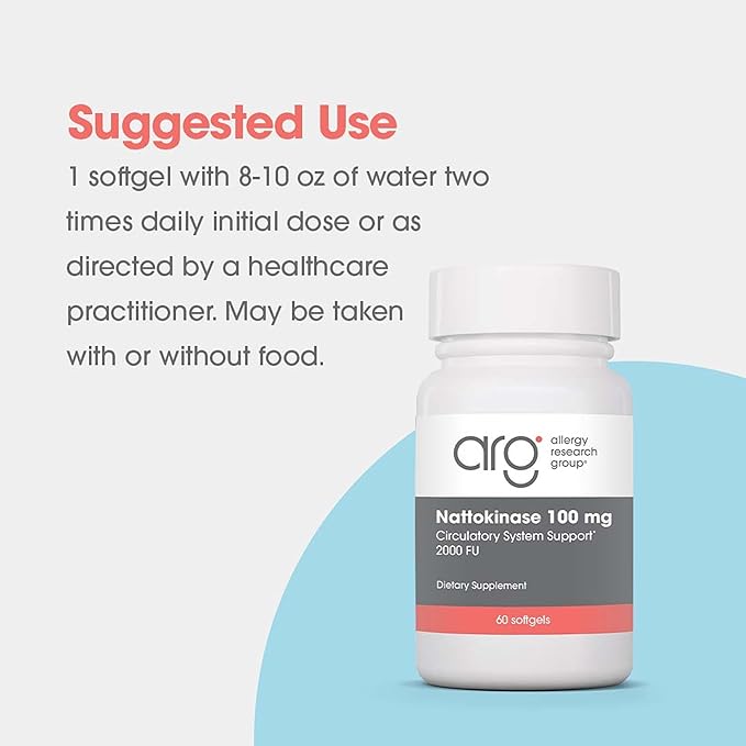 Allergy Research Group - Nattokinase Supplement NSK-SD 2000 FU, 100mg - Cardiovascular/Circulatory Health - 60 Softgels