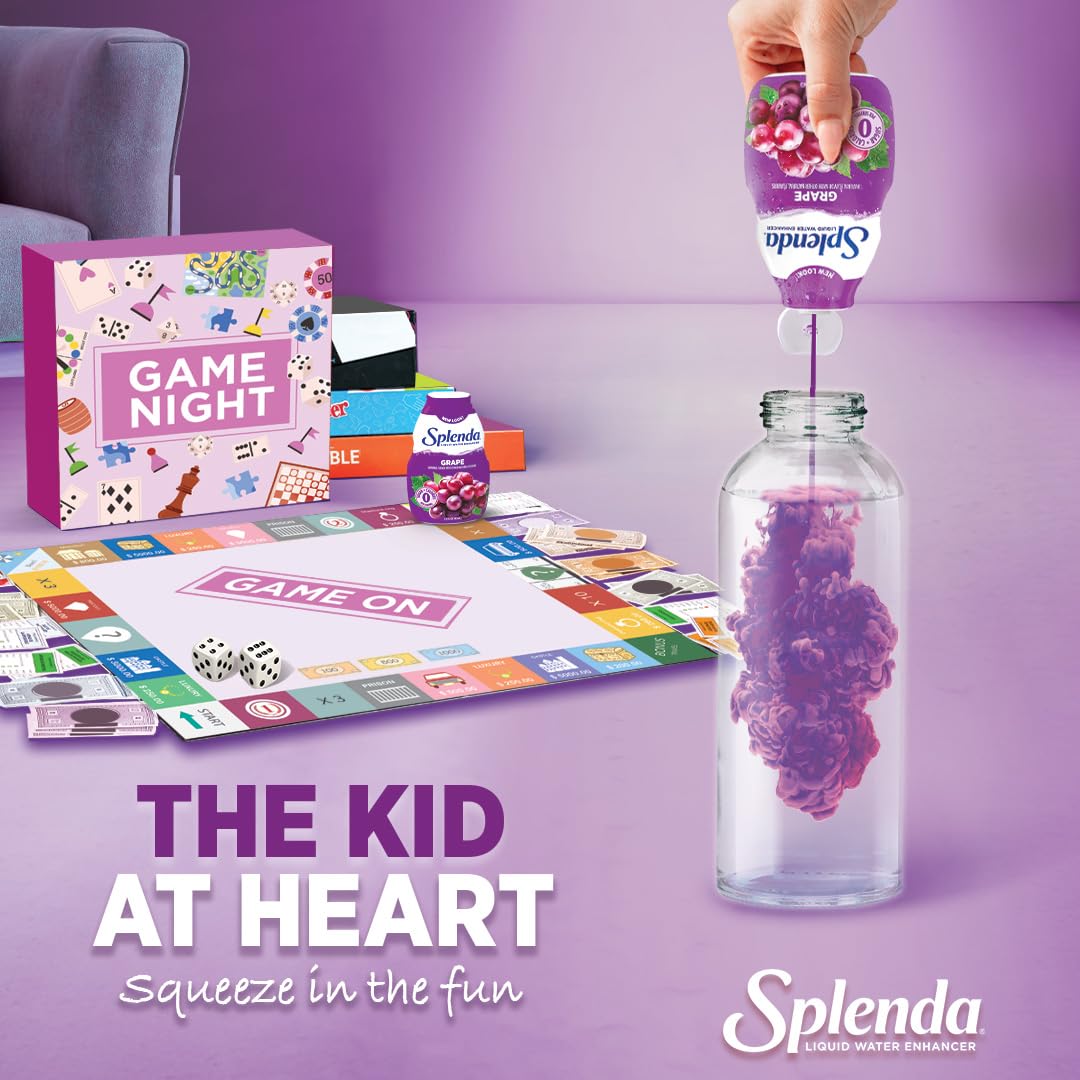 SPLENDA Liquid Water Enhancer Drops, Sugar Free, Zero Calorie, Natural Flavor, Concentrated Drink Mix, 3.11 Fl Oz Each Bottle (Grape, 1 Pack)