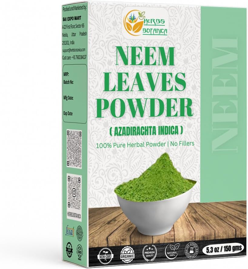 Neem Powder for Hair Growth, Skin Care & Detox Wildcrafted Bitter Neem Leaves Powder for Immune System Support, Digestive Health 5.3 oz