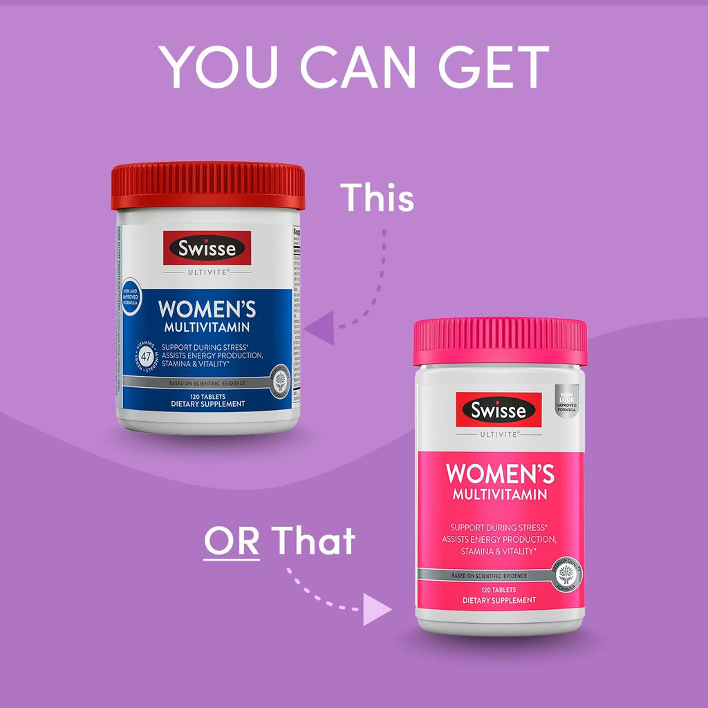 Swisse Daily Multivitamin for Women | 47 Vitamins, Antioxidants and Minerals + Adaptogens | Energy, Stress & Immune Support | Womens Multivitamin Supplement | 120 Tablets / 4 Months Supply