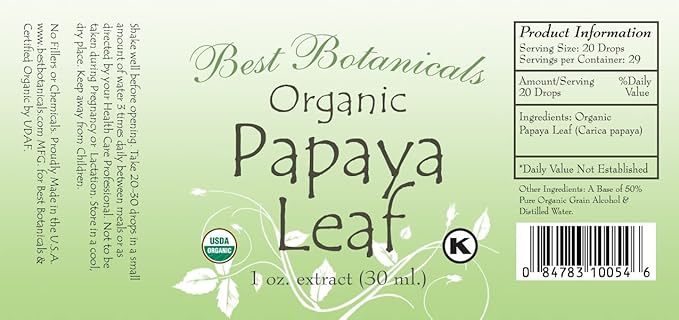 Best Botanicals Papaya Leaf Extract 1 oz.
