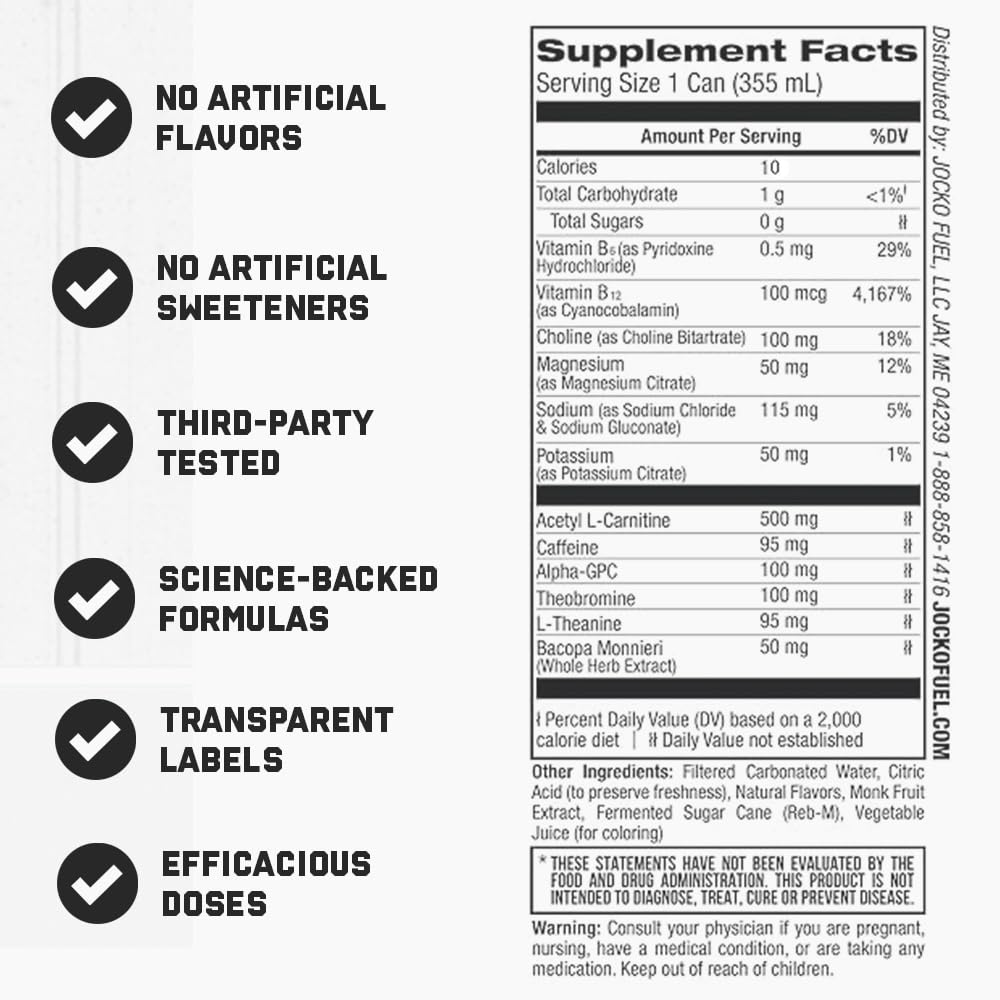 Jocko GO Energy Drink - Keto, Vitamin B12, Vitamin B6, Electrolytes, L Theanine, Magnesium- Energy Boost, Sugar Free Nootropic Monk Fruit Blend - 12 Pack (Mango Passionfruit)