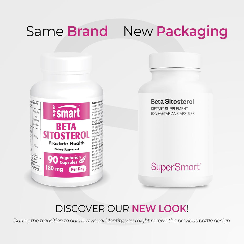 Supersmart - Beta-Sitosterol 180 mg Per Day (VegaPure ®) - Prostate & Urinary Health - Reduce Need to Urinate Frequently | Non-GMO & Gluten Free - 90 Vegetarian Capsules