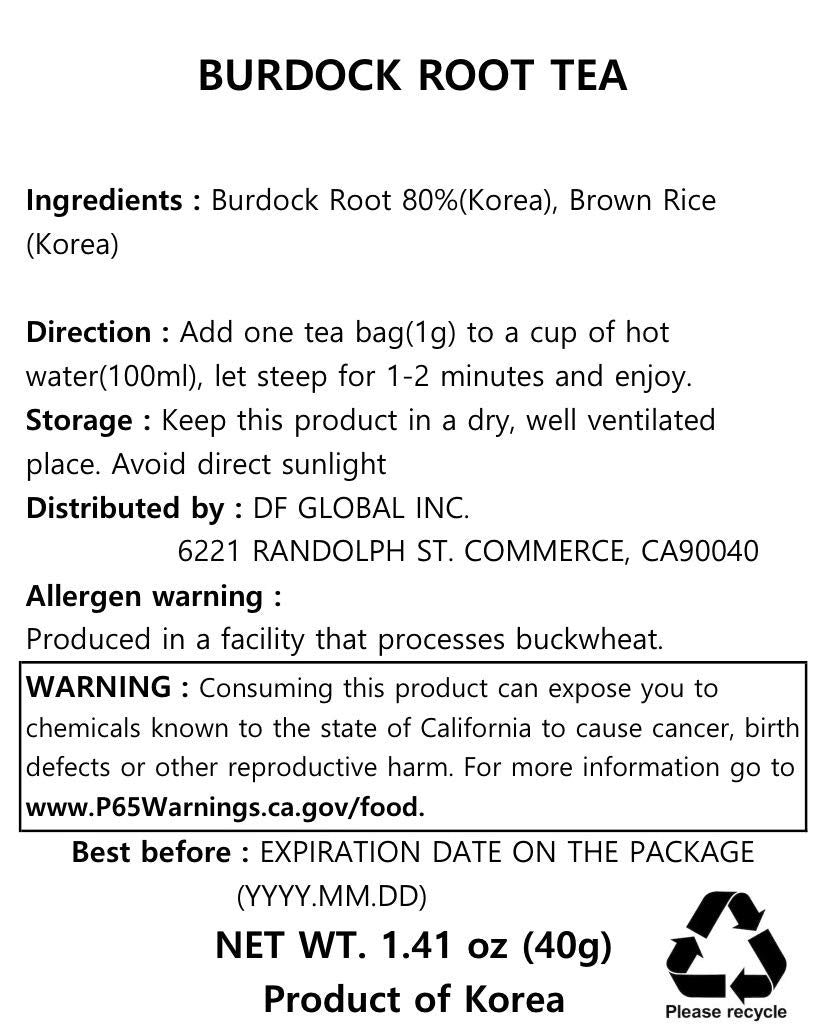 Damtuh Korean Burdock Root Tea – Herbal Wellness & Soothing Drink, Caffeine-Free – 100 Tea Bags (1.5g each)