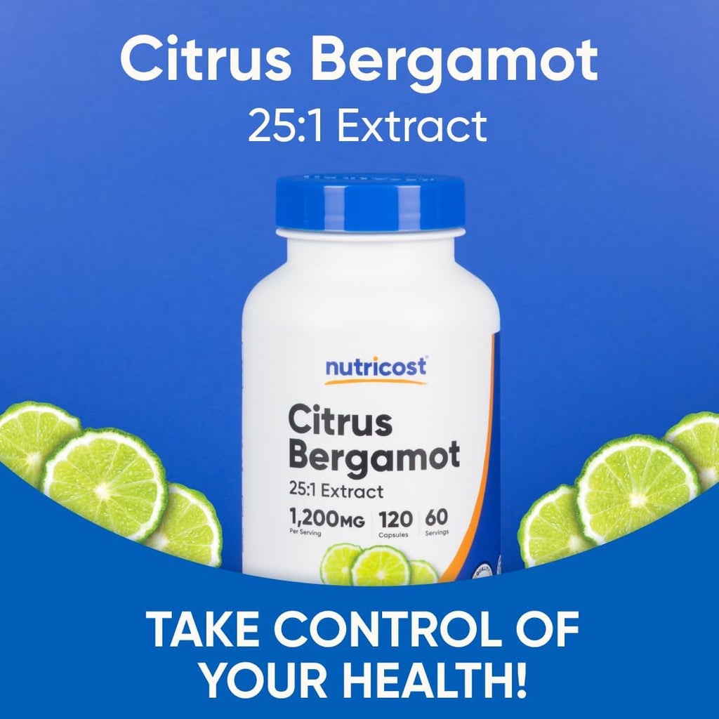 Nutricost Citrus Bergamot Capsules 1,200mg, 120 Capsules - 25:1 Bergamot Extract - 60 Servings, Gluten Free, Vegan & Non-GMO