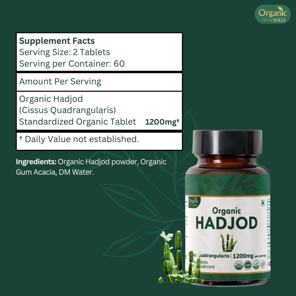 Hadjod 120 Tablets – USDA Organic Cissus Quadrangularis – Supports Joint Strength & Mobility*