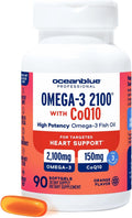 Oceanblue Professional Omega-3 2100 with CoQ10 – 90 ct – Triple Strength Fish Oil Supplement with High-Potency EPA and DHA, and CoQ10 – Orange Flavor (30 Servings)
