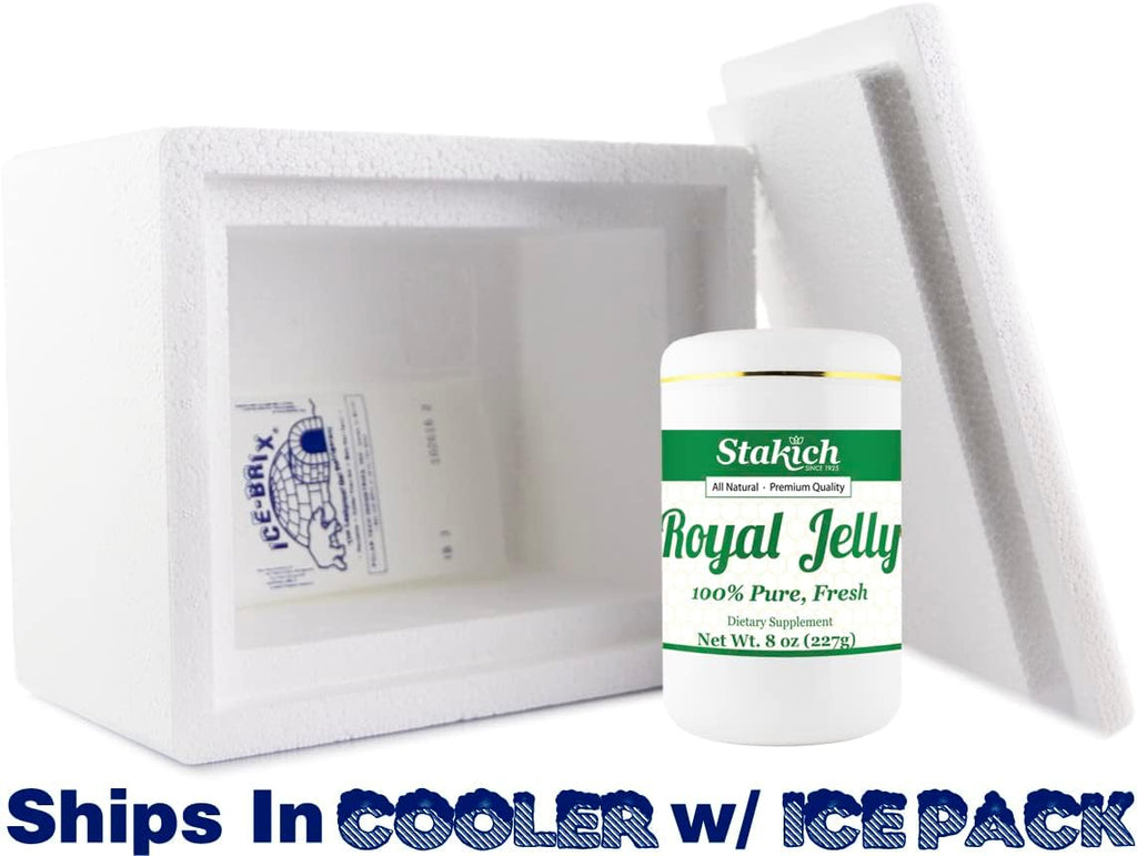 Stakich Fresh Royal Jelly - Pure, All Natural - No Additives/Flavors/Preservatives Added - 8 Ounce (227 Gram)