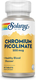 SOLARAY Chromium Picolinate 500 mcg Supplement - Metabolism Support for Men & Women, 500mcg per Serving, Daily Dietary Support - 60 Tablet Count